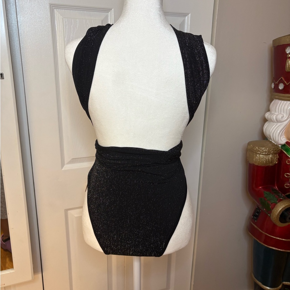 Black Shimmer One-Piece Bodysuit - Picture 7 of 9